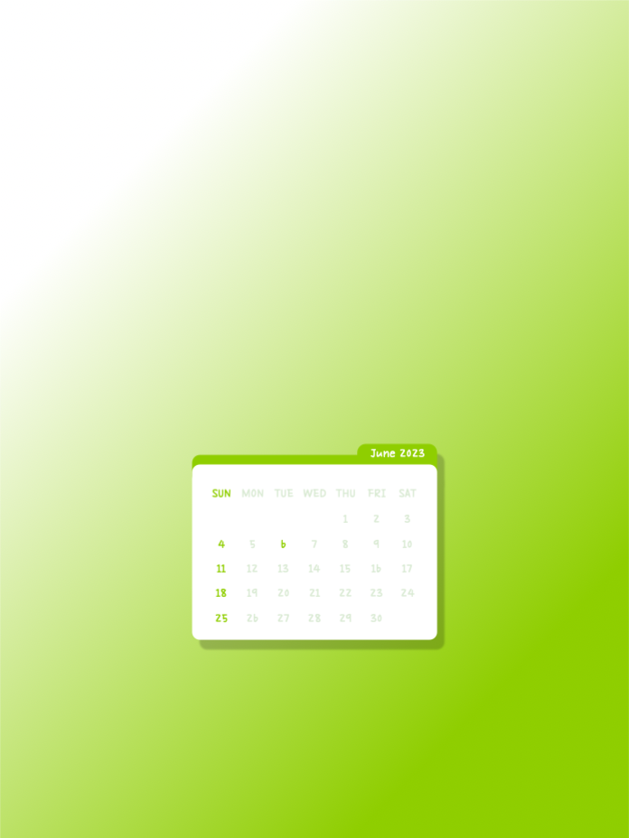 6월 달력 초록 심플 배경화면