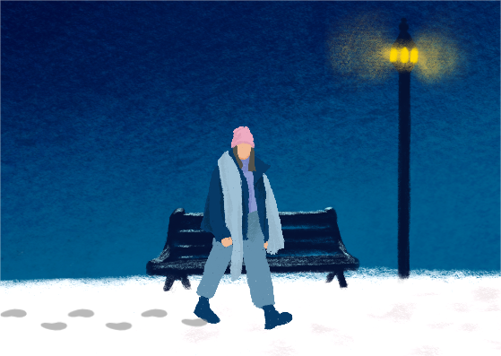 겨울밤 가로등 엽서