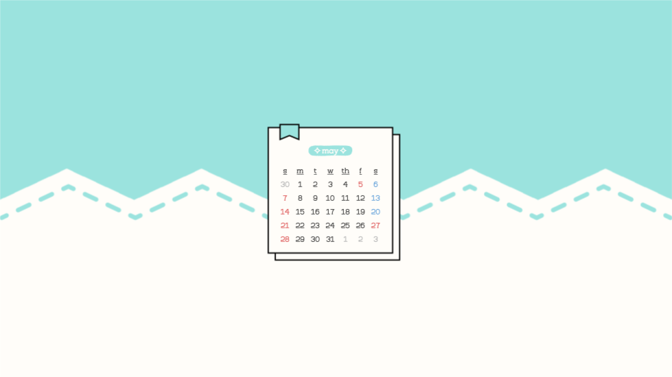 5월 메모지 심플 달력 배경화면