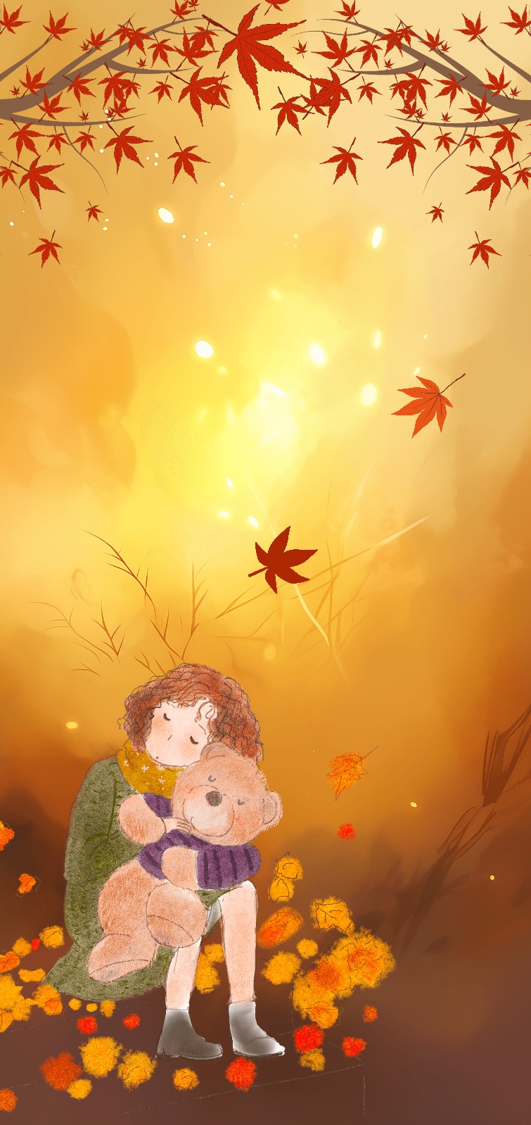 소녀와 가을 단풍