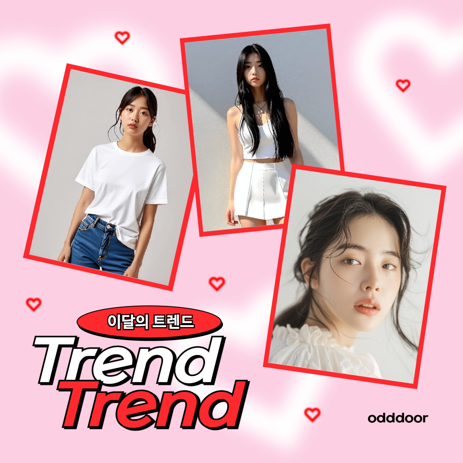 키치한 빨강과 핑크색의 사진 프레임