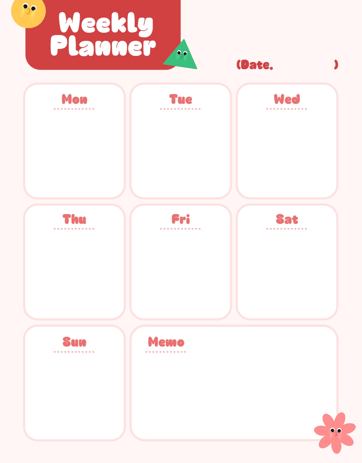 귀여운 주간 플래너 굿노트 스케줄러