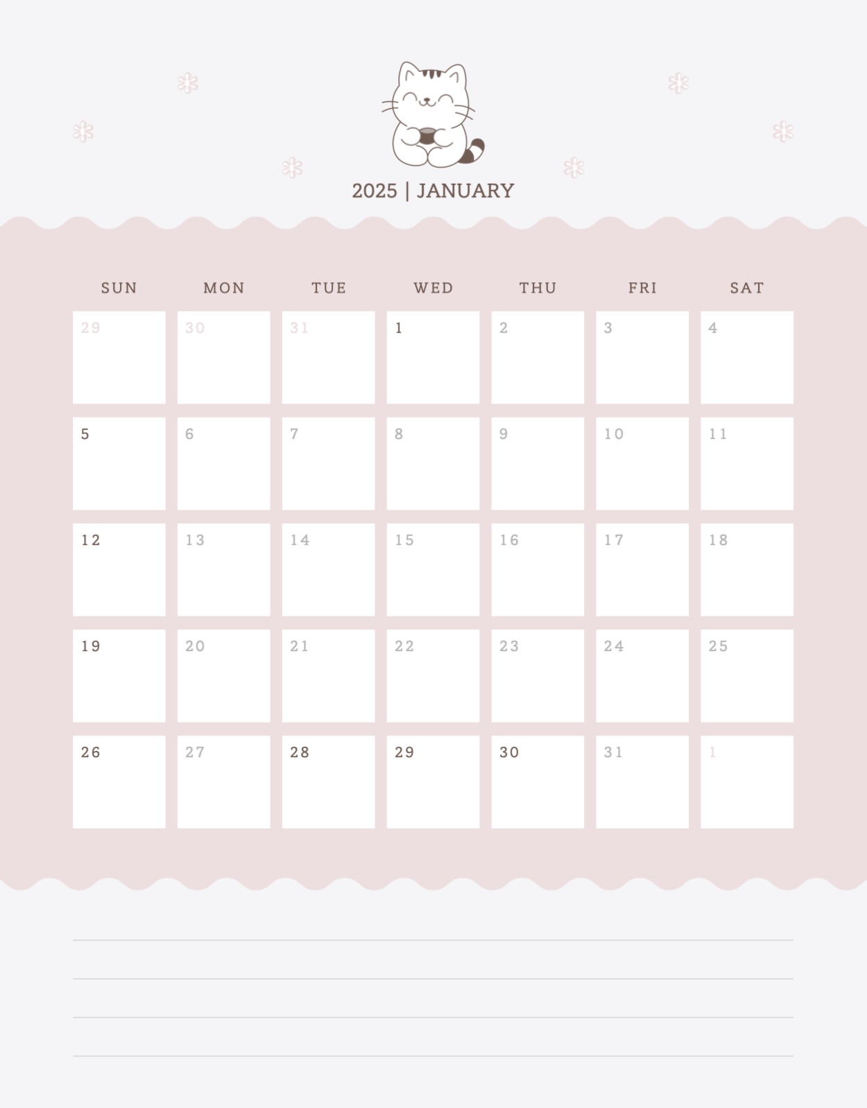 고양이 1월 월간 플래너 속지 굿노트
