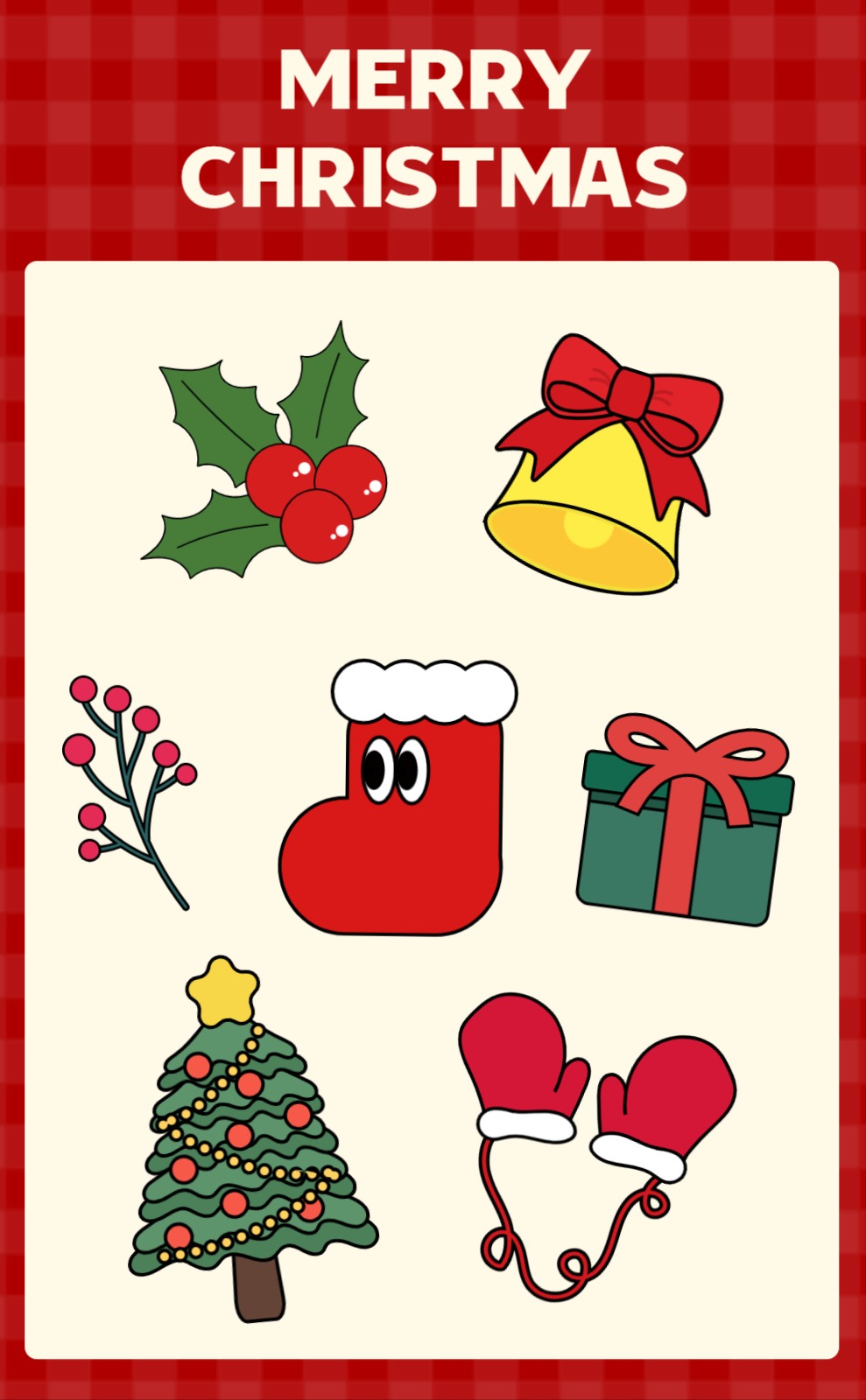 크리스마스 라인 스티커 세트