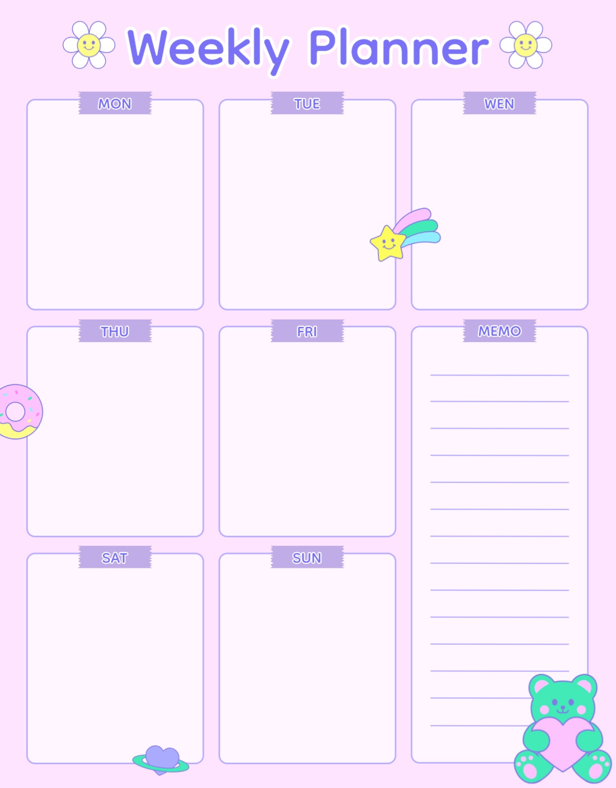 키치한 위클리 플래너 굿노트 속지