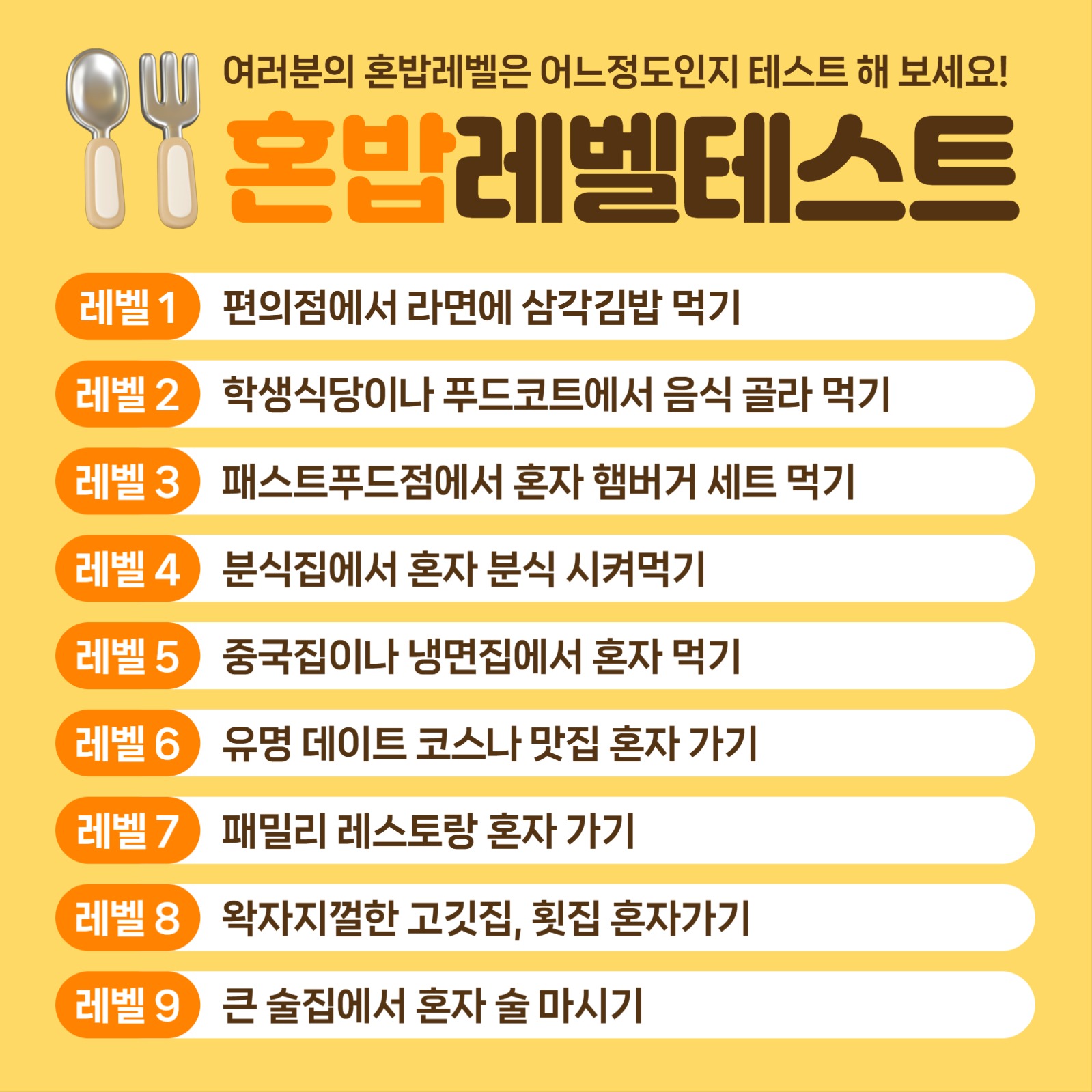 혼밥 레벨 테스트