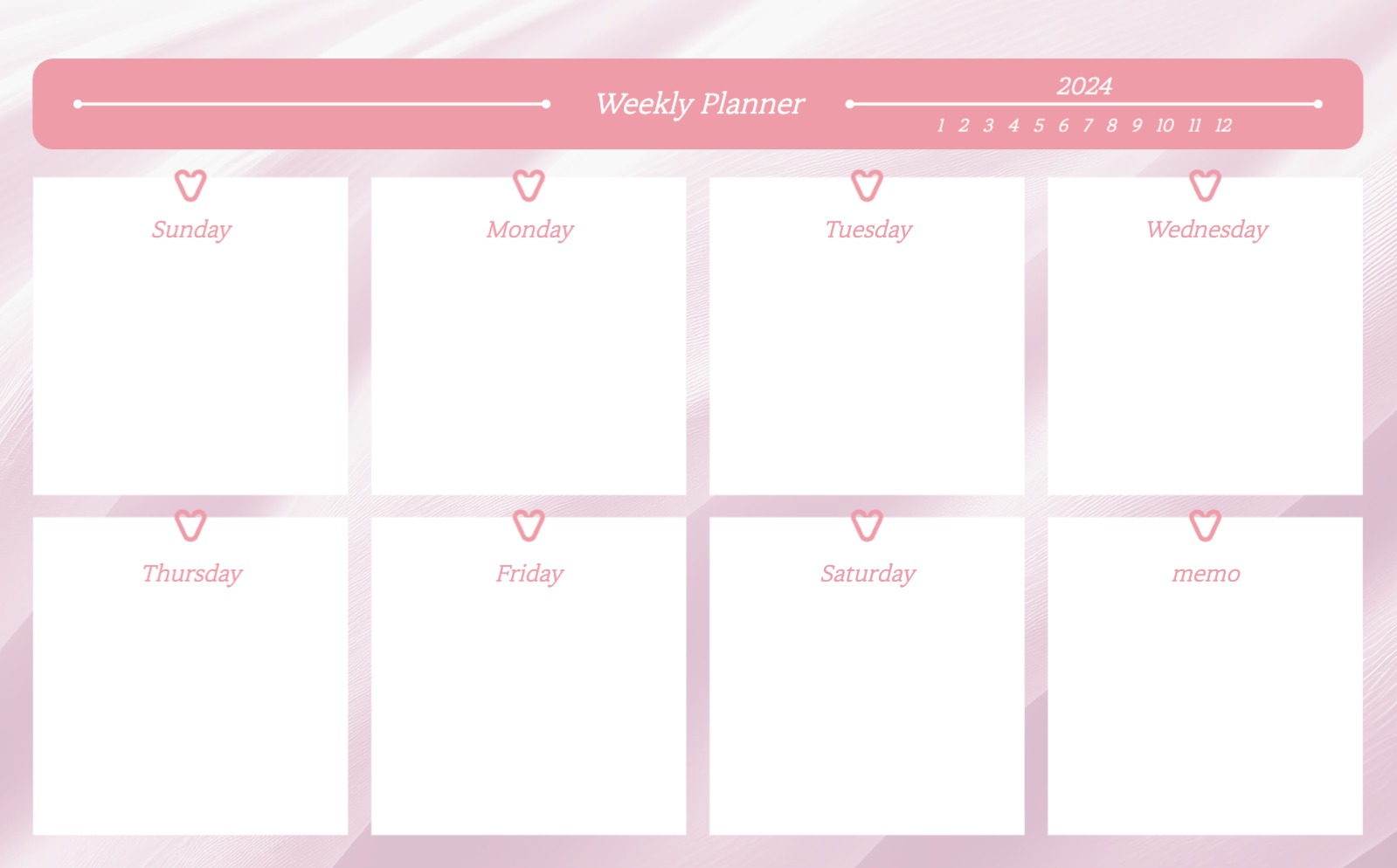 분홍색 깔끔한 위클리 플래너 굿노트